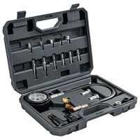 Tester de compresie pentru motoarele Diesel, interval de masura 0-70 bari, adaptoare bujii si injectoare, 19 piese, Powermat