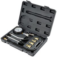 Tester de compresie pentru motoarele pe benzina, interval de masura 0-20 bari, cu adaptoare incluse, 8 piese, Powermate