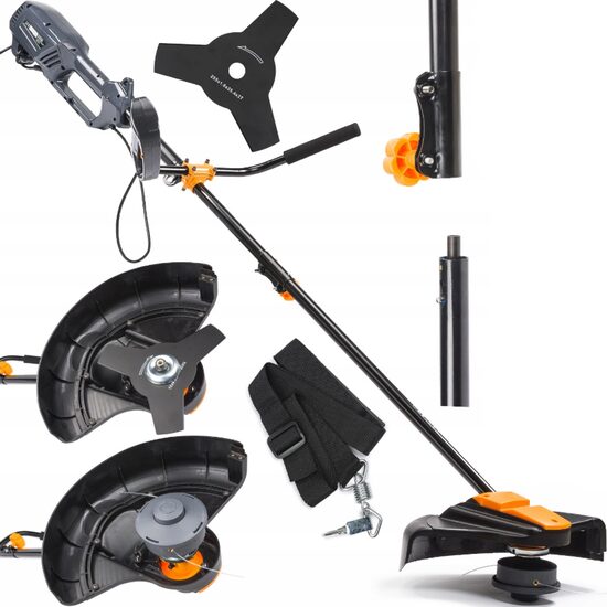 Motocoasa electrica, trimmer pentru tuns iarba, gazon, 2500 W, disc si mosor incluse, Powermat