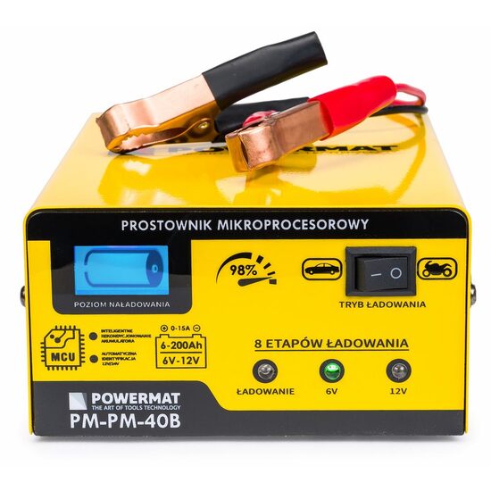 Redresor cu microprocesor, incarcator auto, 6V/12V, curent de incarcare 15A, afisaj LCD,  incarcare in 8 Etape, Powermat