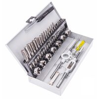 Set tarozi si filiere, M3 - M12, caseta metalica pentru transport, 32 piese, Powermat