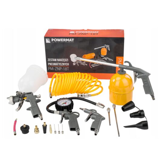 Kit accesorii pentru compresor, pistol umflat, suflat 18 elemente, Powermat