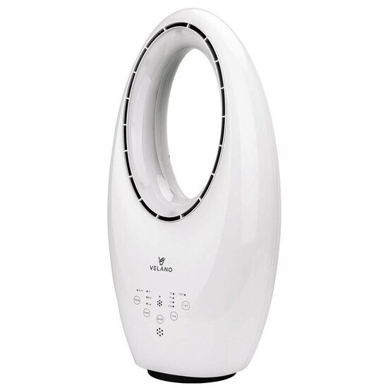 Ventilator vertical cu telecomanda, 60 W, 3 viteze, timer 7.5h, oscilatie, lumina ambientala, LED cu 4 culori, alb, Velano