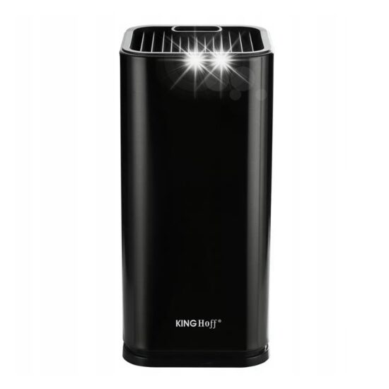 Suport universal pentru cutite, patrat, inox, 11 x 11 x 23.3 cm, negru, KingHoff 