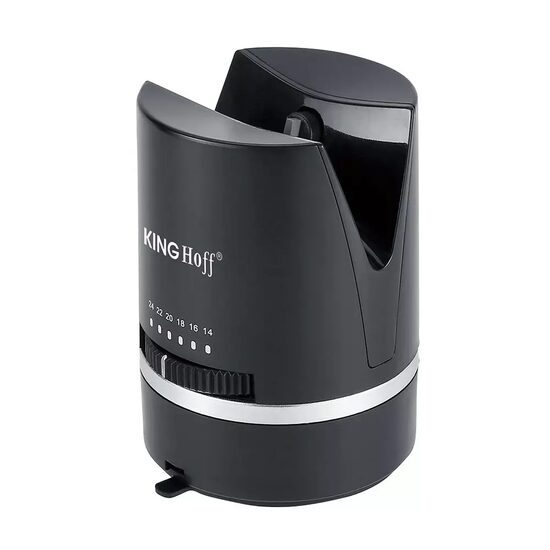 Dispozitiv manual pentru ascutit cutite cu unghi reglabil in 6 trepte 14°-24° si ventuza, 6.2 x 8.6 cm, negru, Kinghoff 