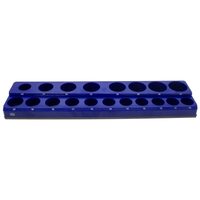 Suport, organizator magnetic de atelier pentru tubulare scurte si lungi, 1/2", 380 x 90 x 32 mm, 19 pozitii, Satra
