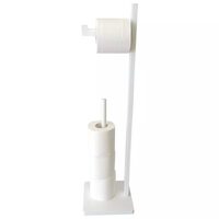 Suport vertical pentru hartie igienica din bambus, economie de spatiu, 5 role, 19 x 19 x 71 cm, alb, Kinghoff