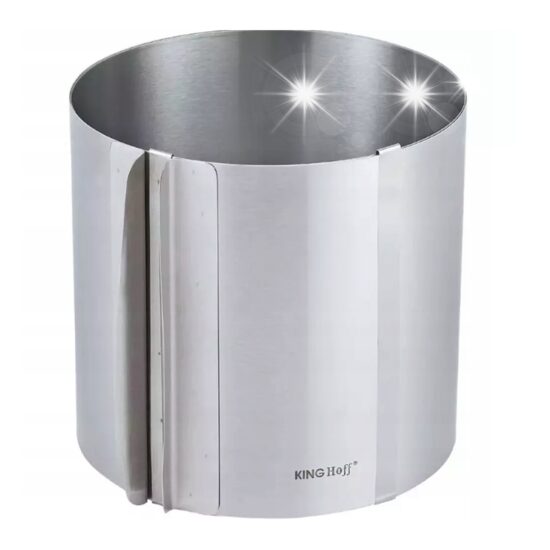Forma reglabila rotunda pentru tort, inox satinat, diametru 16-30 cm, inaltime 15 cm, argintie, Kinghoff 