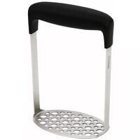 Zdrobitor pentru cartofi si legume din inox, maner ergonomic antiderapant, 18 x 11 cm, argintiu – negru, Kinghoff