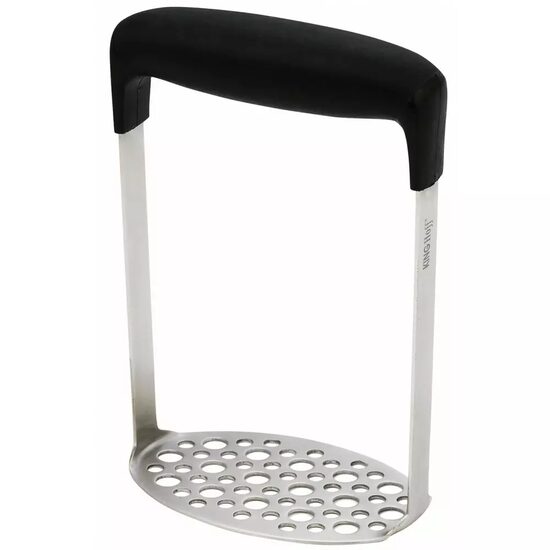 Zdrobitor pentru cartofi si legume din inox, maner ergonomic antiderapant, 18 x 11 cm, argintiu – negru, Kinghoff