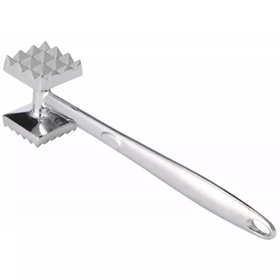 Ciocan pentru fragezire si batut carne, din inox, 2 capete de batere, 24 cm x 5 cm x 4,5 cm, 400 g, argintiu, Kinghoff