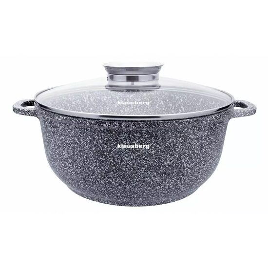 Oala cu capac, din aluminiu cu invelis ceramic marmorat, capacitate 5.6 litri, diametru 26 cm, Klausberg
