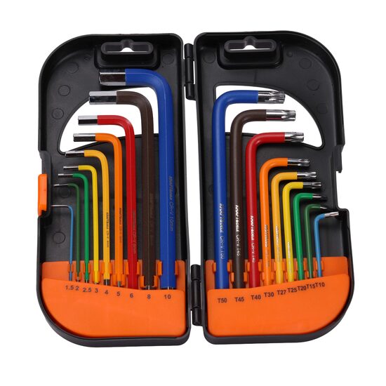 Set chei imbus HEX,TORX, cu suport organizator, otel Crom Vanadiu, 18 elemente, Kraft