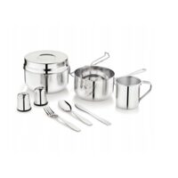Set de vase pentru camping din oțel inoxidabil, 7 x 13 x 15 cm, 9 piese, Kinghoff