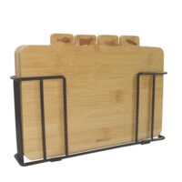 Set 4 tocatoare din bambus cu suport metalic negru, 30,4 x 21 x 5,5 cm, Kinghoff