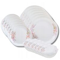 Set de farfurii pentru masa, din sticla opala, model cu floricele, 6 persoane, 18 piese, Kinghoff