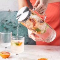 Carafa din sticla , pentru apa, sucuri, bauturi, capacitate 1L, cu capac,  Klausberg