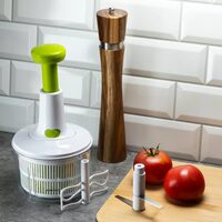 Tocator pentru legume, cu lamele din inox si sistem de centrifuga, 15x23cm, Kinghoff