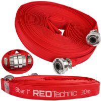 Furtun apa irigatii 1"30 metri, tip pompieri 8 bari, cu cuple, Red Technic