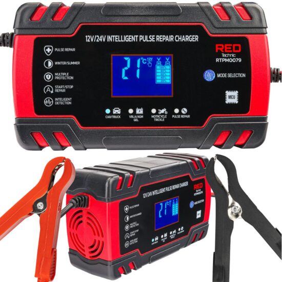 Redresor auto cu microprocesor, 12/24V 8A, incarcare in 10 etape, Red Technic